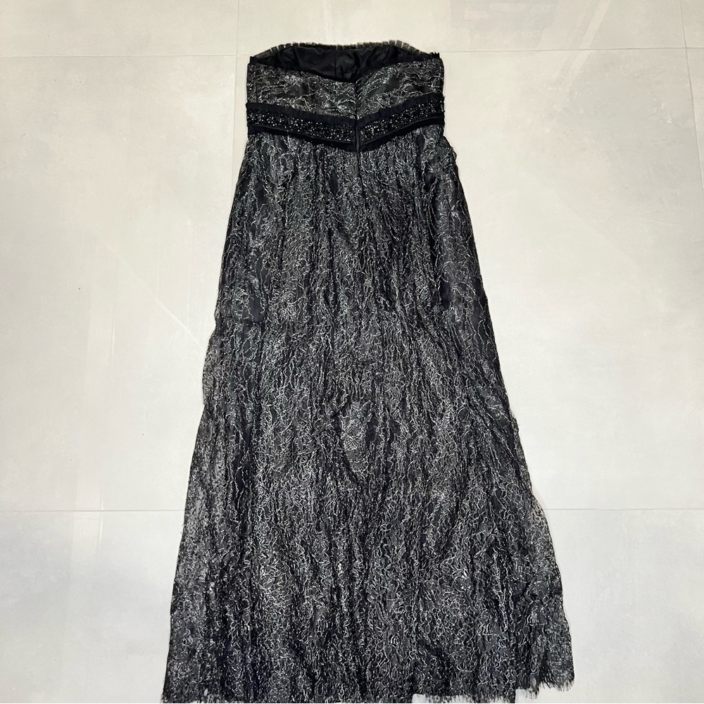 Badgley Mischka Black Lace Sequin Band Strapless - Picture 5 of 8